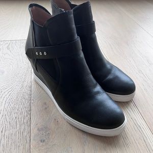 Linea Paolo Black Wedge Above Ankle Bootie, Sz 8M